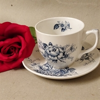 staffordshire stor tekop gammel porcelænskop blå roser english rose